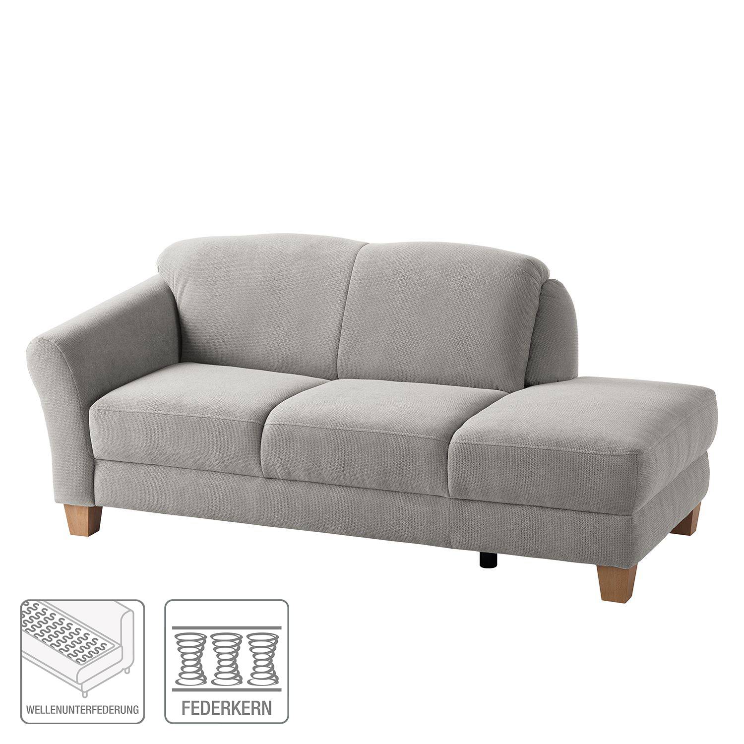 home24 Recamiere Webstoff Grau/Silbergrau Webstoff 194 x 84 x 91cm Armlehne davorstehend links Natur von home24