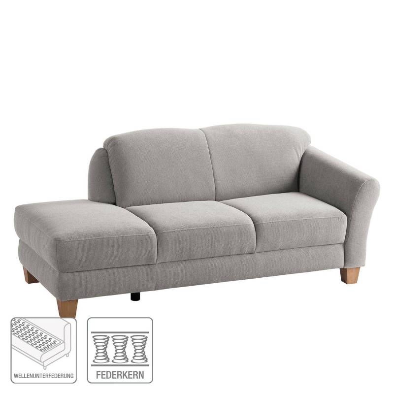 home24 Recamiere Webstoff Grau/Silbergrau Webstoff 194 x 84 x 91cm Armlehne davorstehend rechts Natur von home24