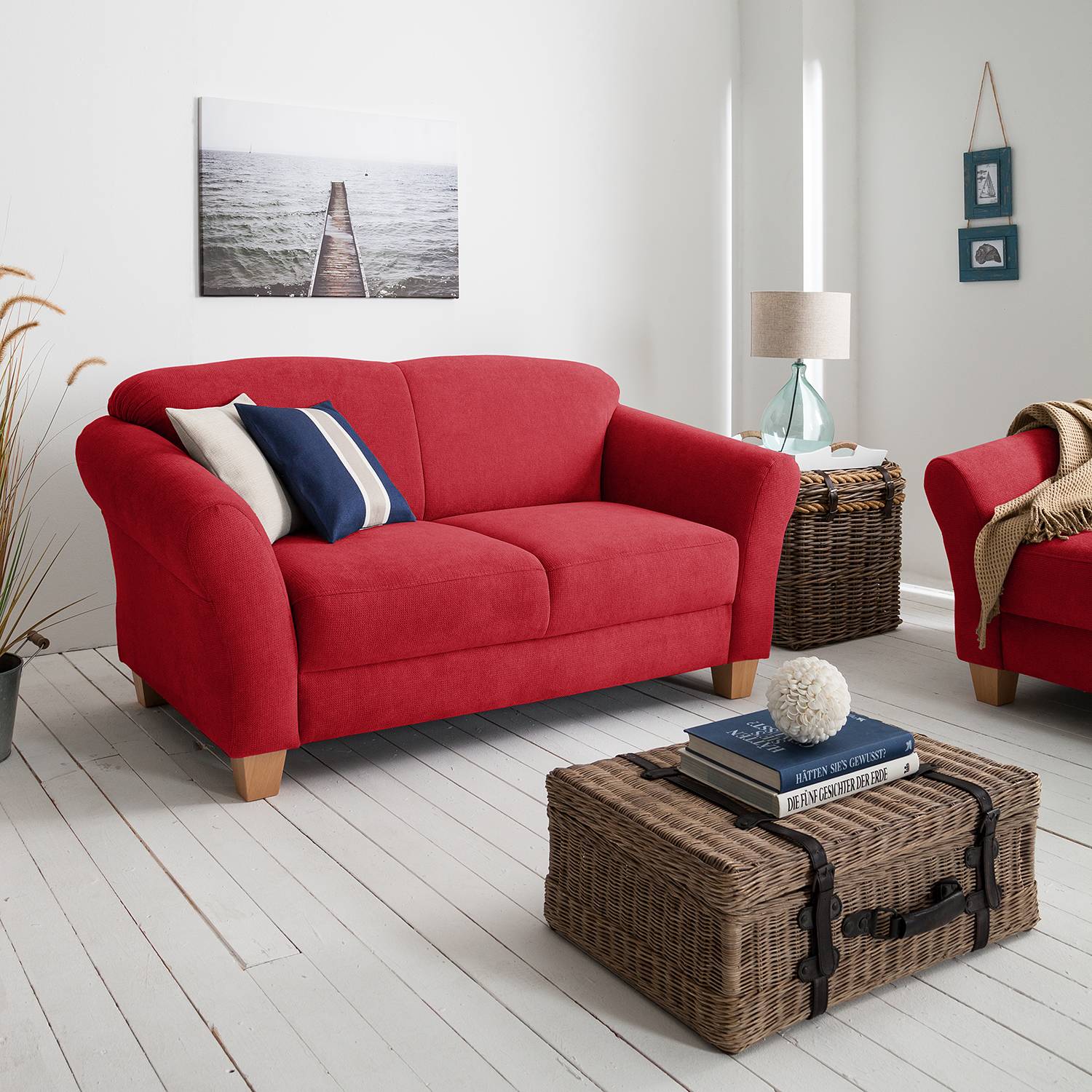 Ars Natura Sofa Cebu 2-Sitzer Rot Webstoff 163x84x89 cm von sit&more