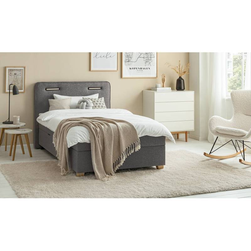 home24 Boxbett WOODMORE mit Stauraum 120 x 200cm Strukturstoff Grau/Dunkelgrau Buche home24 Boxbett WOODMORE mit Stauraum 120 x 200cm Strukturstoff Grau/Dunkelgrau Buche von home24