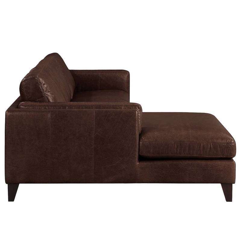 home24 Ecksofa Clonee Braun/Dunkelbraun Lederart: Echtleder Material: Echtleder Muster: Unifarben 280 x 78 x 160cm Longchair davorstehend links Natur von home24