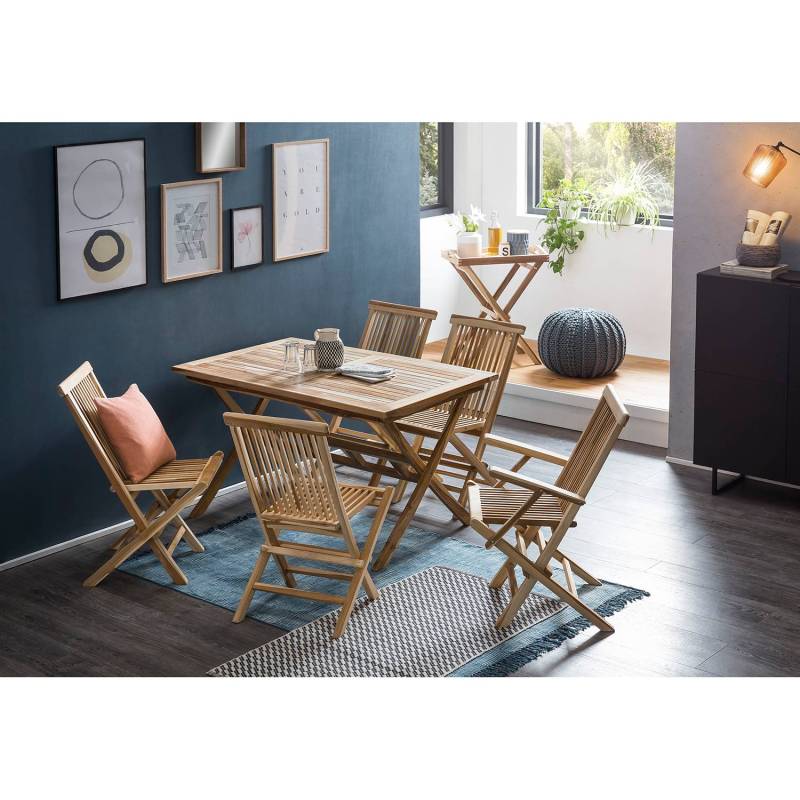 home24 Klappstuhl Rockport I 2er-Set Teakholz, naturbelassen Braun 47 x 89 x 57cm von home24