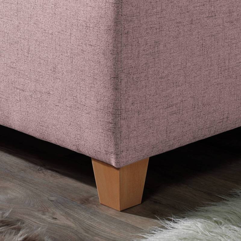home24 Polsterbett Kolbäck Strukturstoff 100 x 200cm Bezug: Strukturstoff Füße: Massivholz Buche, geölt Pink/Mauve ohne Lattenrost & Matratze von home24