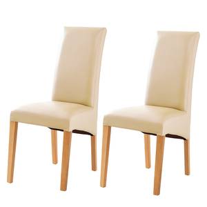 home24 Polsterstuhl Foxa 2er-Set 46 x 101 x 57cm Beige/Beige Buche Hell von home24