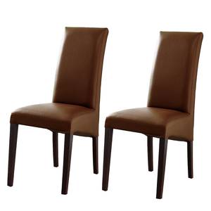 home24 Polsterstuhl Foxa 2er-Set 46 x 101 x 57cm Braun/Braun Buche Dunkel von home24