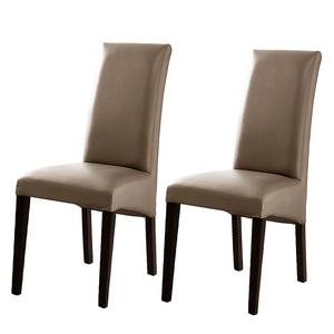 home24 Polsterstuhl Foxa 2er-Set 47 x 102 x 57cm Beige/Cappuccino Buche Dunkel von home24