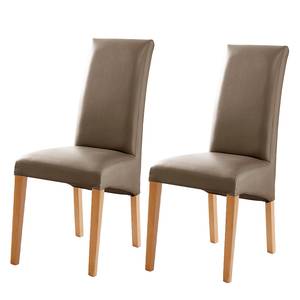 home24 Polsterstuhl Foxa 2er-Set 47 x 101 x 57cm Braun/Cappuccino Buche Hell von home24