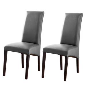 home24 Polsterstuhl Foxa 2er-Set 46 x 101 x 57cm Grau/Grau Buche Dunkel von home24