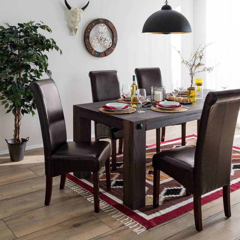 home24 Polsterstuhl Nello 48 x 107 x 66cm 2er Set Braun/Dunkelbraun von home24
