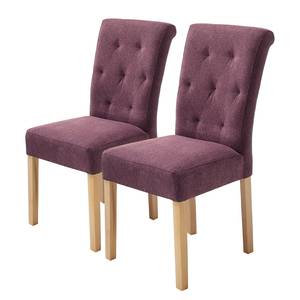 home24 Polsterstuhl Provins 2er-Set 46 x 97 x 54cm Rot/Bordeaux von home24