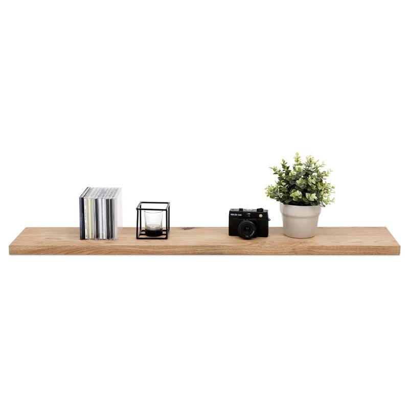 home24 Wandboard Massivholz Eiche, geölt Braun 110 x 3 x 20cm von home24