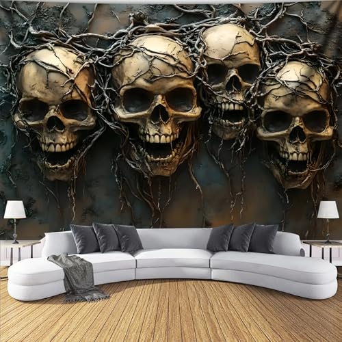 Arsey Gothic Wandteppich Totenkopf Design Schädel mit Ranken Wandteppiche wandtuch für Halloween und Goth Stil deko wandtücher, schwarz, Extra große Größe 300 x 200cm Arsey Gothic Wandteppich Totenkopf Design Schädel mit Ranken Wandteppiche wandtuch für Halloween und Goth Stil deko wandtücher, schwarz, Extra große Größe 300 x 200cm von Arsey