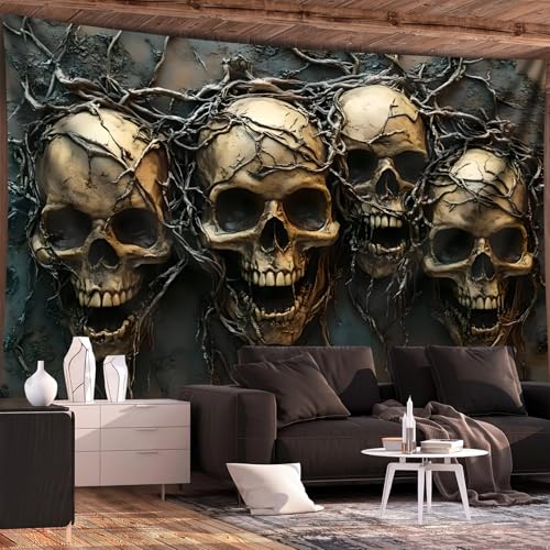 Arsey Gothic Wandteppich Totenkopf Design Schädel mit Ranken Wandteppiche wandtuch für Halloween und Goth Stil deko wandtücher, schwarz, groß 200 x 150cm Arsey Gothic Wandteppich Totenkopf Design Schädel mit Ranken Wandteppiche wandtuch für Halloween und Goth Stil deko wandtücher, schwarz, groß 200 x 150cm von Arsey