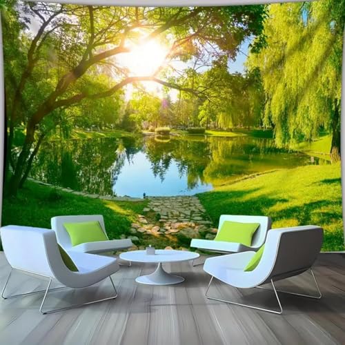 Arsey Naturlandschaft Wandteppich, Park mit See Sonnigem und Weidenbaum Wandteppiche Aesthetic Natur Wandtuch für Schlafzimmer Wohnzimmer Deko, Grün, 300x180cm Arsey Naturlandschaft Wandteppich, Park mit See Sonnigem und Weidenbaum Wandteppiche Aesthetic Natur Wandtuch für Schlafzimmer Wohnzimmer Deko, Grün, 300x180cm von Arsey