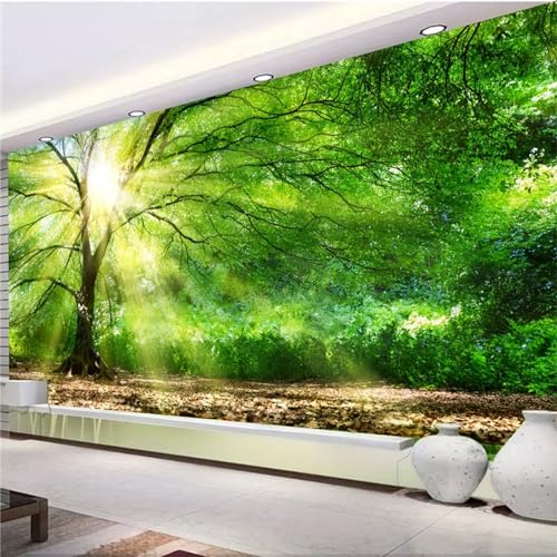 Arsey Wandteppich Wald Wandtuch Baum Wand Teppich Tapisserie Sonnenschein Himmel Wandbehang Gras Natur Landschaft Wandteppiche Deko Wohnzimmer Schlafzimmer, Grün, extra großer 300x180cm von Arsey