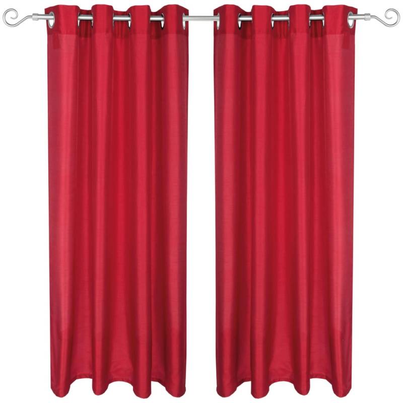 Arsvita 2er Pack Gardine Blickdicht Alessia mit Ösen 140 cm x 145 cm Rot von Arsvita