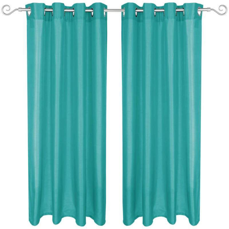 Arsvita 2er Pack Gardine Blickdicht Alessia mit Ösen 140 cm x 145 cm Türkis von Arsvita
