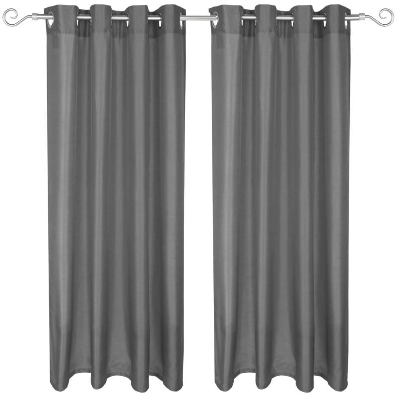 Arsvita 2er Pack Gardine Blickdicht Alessia mit Ösen 140 cm x 175 cm Dunkelgrau von Arsvita