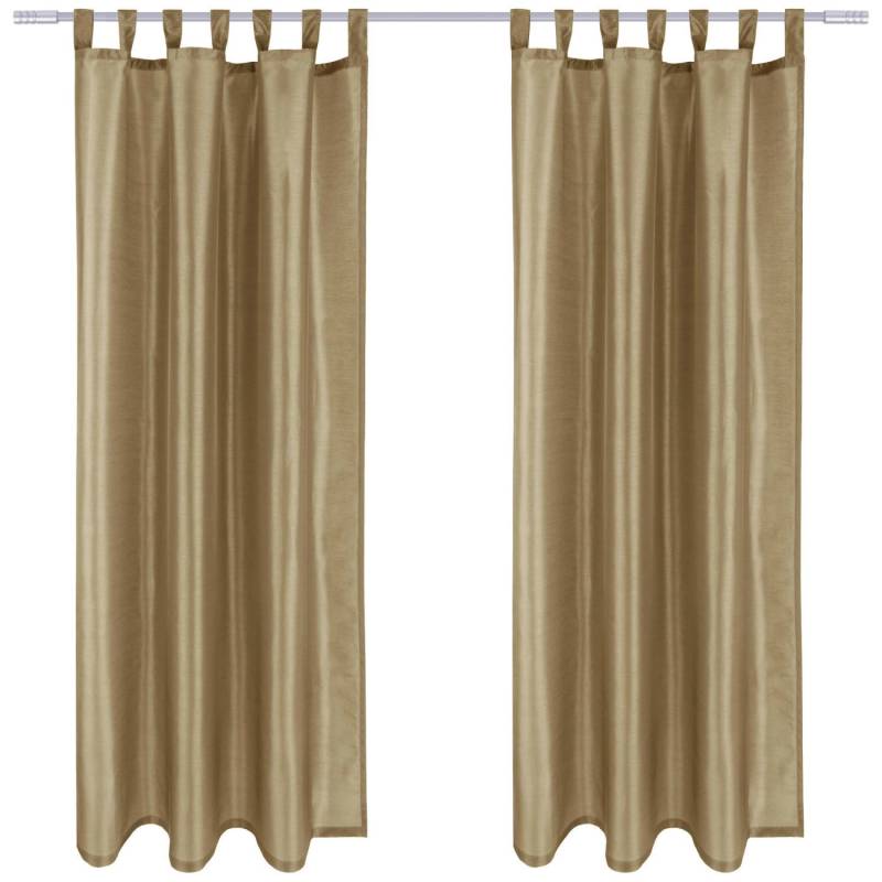 Arsvita 2er Pack Gardine Blickdicht Alessia mit Schlaufen 140 cm x 245 cm Taupe Dunkel von Arsvita