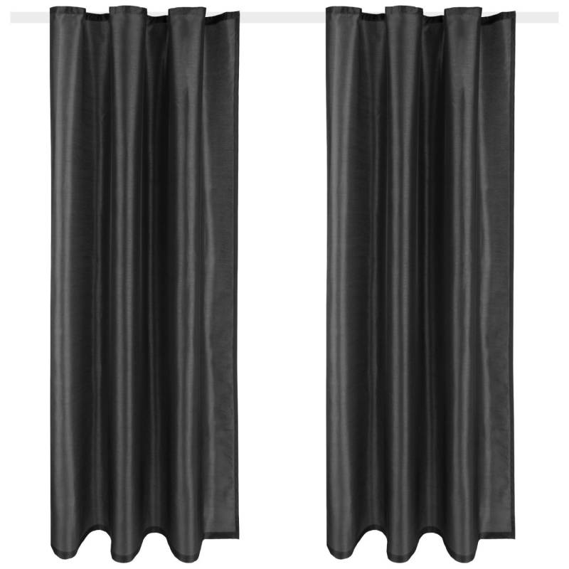 Arsvita 2er Pack Gardine Blickdicht Alessia mit Universalband 140 cm x 245 cm Schwarz von Arsvita