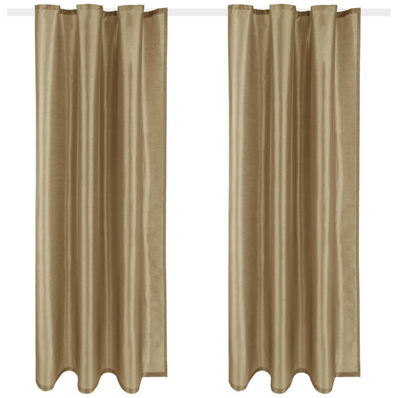 Arsvita 2er Pack Gardine Blickdicht Alessia mit Universalband 140 cm x 245 cm Taupe Dunkel von Arsvita