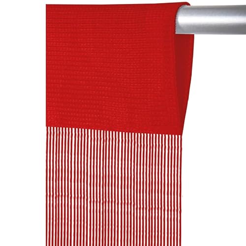 Arsvita Fadenvorhang mit Stangendurchzug, individuell kürzbare Gardine, Fadengardine Vorhang in vielen Farben und Größen (B140xL250 cm/Rot) von Arsvita