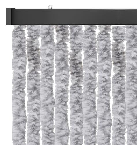 Arsvita Insektenschutzvorhang 100x200 cm (Breite x Länge) Flauschvorhang in Hellgrau meliert für Camping, Terrasse, Pavillon oder Balkontür, Fadengardine Ø4cm von Arsvita