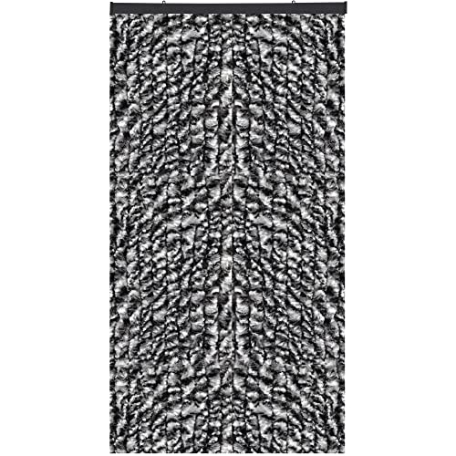 Arsvita Flauschvorhang 100x220cm (Meliert Schwarz/Grau/Weiß), Perfekter Insekten- und Sichtschutz für Ihre Balkon- und Terrassentür, viele Farben von Arsvita