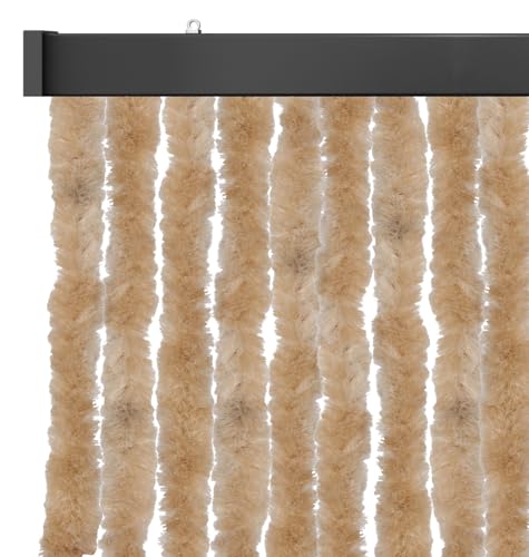 Arsvita Insektenschutzvorhang 120x200 cm (Breite x Länge) Flauschvorhang in Beige für Camping, Terrasse, Pavillon oder Balkontür, Fadengardine Ø4cm von Arsvita