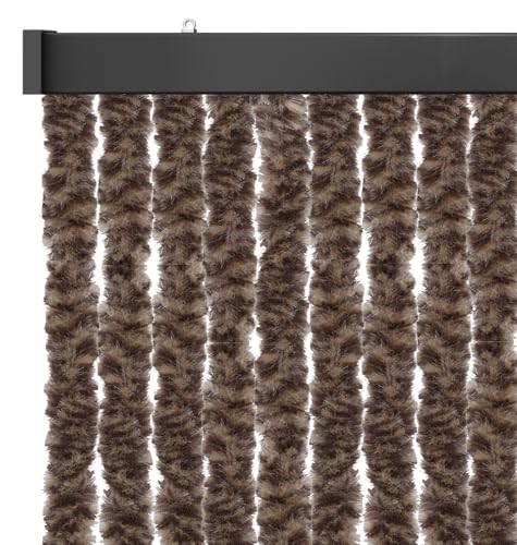 Arsvita Insektenschutzvorhang 120x200 cm (Breite x Länge) Flauschvorhang in Braun meliert für Camping, Terrasse, Pavillon oder Balkontür, Fadengardine Ø4cm von Arsvita