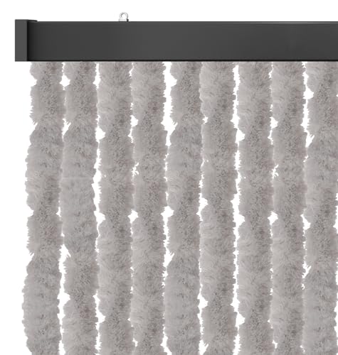 Arsvita Insektenschutzvorhang 120x220 cm (Breite x Länge) Flauschvorhang in Hellgrau für Camping, Terrasse, Pavillon oder Balkontür, Fadengardine Ø4cm von Arsvita