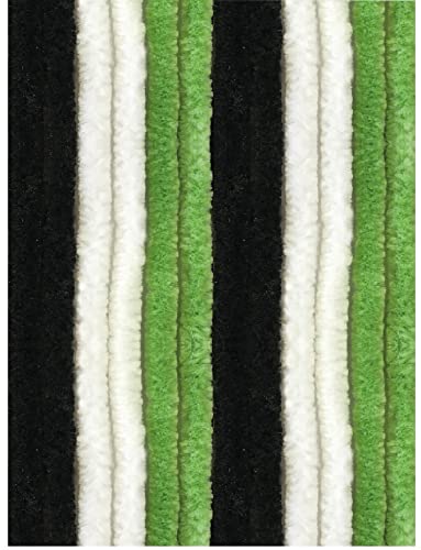 Arsvita Flauschvorhang 160x220 cm in Unistreifen schwarz - grün - weiß, Perfekter Insekten- und Sichtschutz für Ihre Balkon- und Terrassentür, viele Farben von Arsvita