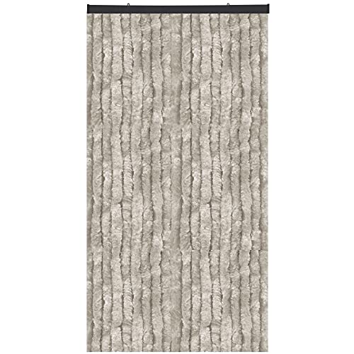 Arsvita Flauschvorhang Türvorhang (100x220 cm) in Grau - Raumteiler, Sichtschutz für Ihre Balkon/Terrassentür - Insektenschutz von Arsvita