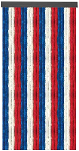 Arsvita Flauschvorhang Türvorhang (100x220 cm) in Rot-Weiß-Blau als Insektenschutz für Balkon, Terrasse oder Wohnmobil, Wohnwagen, Pavillon von Arsvita