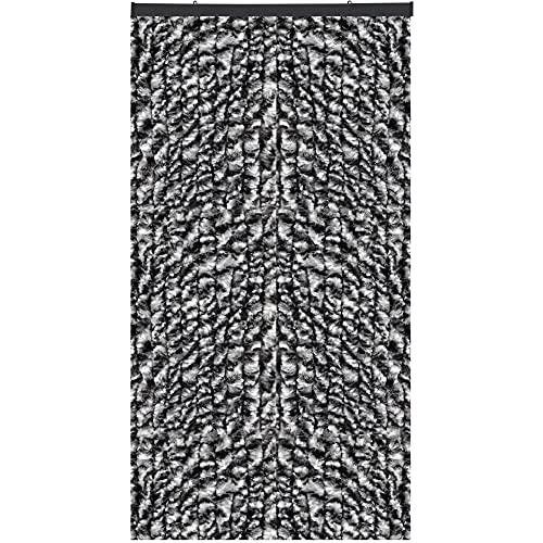 Arsvita Flauschvorhang Türvorhang (100x220 cm) in Schwarz-Grau meliert - Raumteiler, Sichtschutz für Ihre Balkon/Terrassentür - Insektenschutz von Arsvita