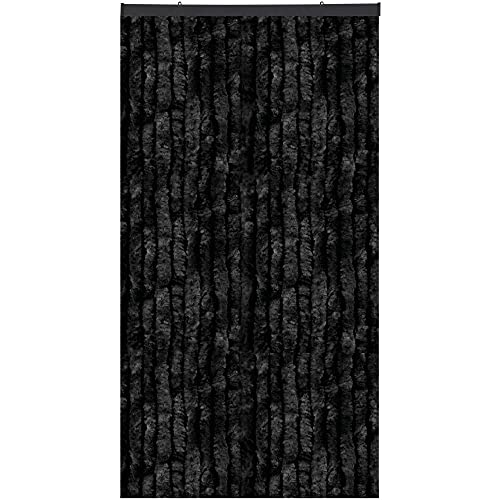 Arsvita Flauschvorhang Türvorhang (100x220 cm) in Schwarz - Raumteiler, Sichtschutz für Ihre Balkon/Terrassentür - Insektenschutz von Arsvita