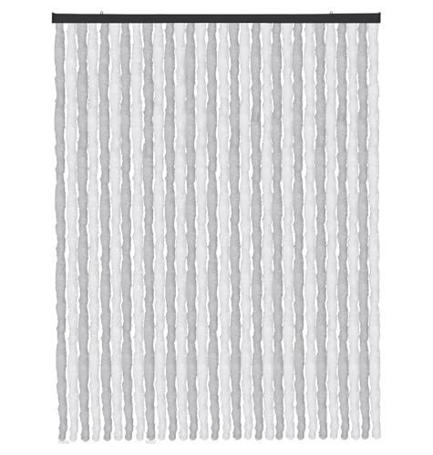 Arsvita Flauschvorhang Türvorhang (120x200 cm) in Hellgrau-Weiß als Insektenschutz für Balkon, Terrasse oder Wohnmobil, Wohnwagen, Pavillon von Arsvita