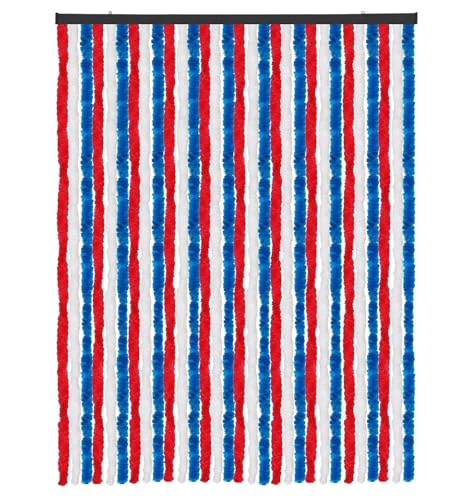 Arsvita Flauschvorhang Türvorhang (120x200 cm) in Rot-Weiß-Blau als Insektenschutz für Balkon, Terrasse oder Wohnmobil, Wohnwagen, Pavillon von Arsvita