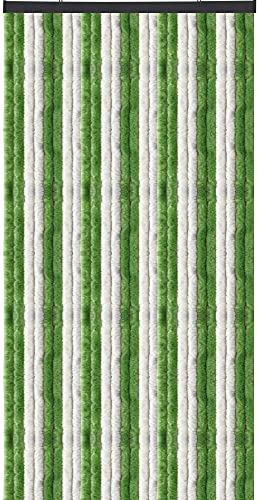 Arsvita Flauschvorhang Türvorhang (140x220 cm) in Grün-Weiß - Raumteiler, Sichtschutz für Ihre Balkon/Terrassentür - Insektenschutz von Arsvita