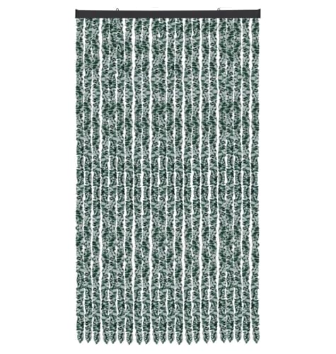 Arsvita Flauschvorhang Türvorhang (90x220 cm) in Meliert Dunkelgrün-Weiß als Insektenschutz für Balkon, Terrasse oder Wohnmobil, Wohnwagen, Pavillon von Arsvita