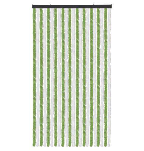 Arsvita Flauschvorhang Türvorhang (90x220 cm) in Grün-Weiß als Insektenschutz für Balkon, Terrasse oder Wohnmobil, Wohnwagen, Pavillon von Arsvita
