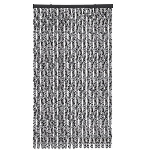 Arsvita Flauschvorhang Türvorhang (90x220 cm) in Meliert Schwarz-Grau-Weiß als Insektenschutz für Balkon, Terrasse oder Wohnmobil, Wohnwagen, Pavillon von Arsvita