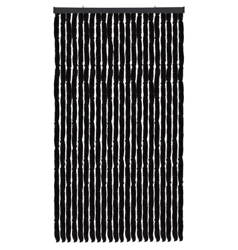 Arsvita Flauschvorhang Türvorhang (90x220 cm) in Schwarz als Insektenschutz für Balkon, Terrasse oder Wohnmobil, Wohnwagen, Pavillon von Arsvita