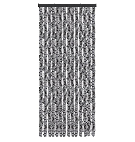 Arsvita Flauschvorhang Türvorhang (56x185 cm) in Meliert Schwarz-Grau-Weiß als Insektenschutz für Balkon, Terrasse oder Wohnmobil, Wohnwagen, Pavillon von Arsvita