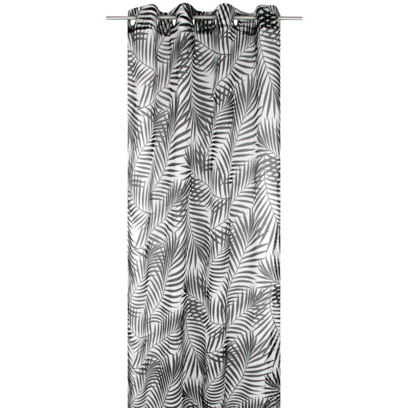 Arsvita Gardine Ösenschal 140 cm x 245 cm Voile mit Druck Schwarz Weiß 2er Pack von Arsvita