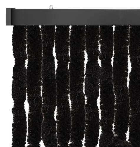 Arsvita Insektenschutzvorhang 120x200 cm (Breite x Länge) Flauschvorhang in Schwarz für Camping, Terrasse, Pavillon oder Balkontür, Fadengardine Ø4cm von Arsvita