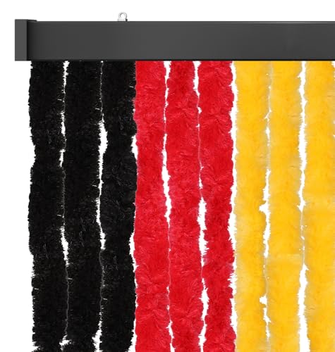 Arsvita Insektenschutzvorhang 90x200 cm (Breite x Länge) Flauschvorhang in Schwarz, Grün & Weiß für Camping, Terrasse, Pavillon oder Balkontür, Fadengardine Ø4cm von Arsvita