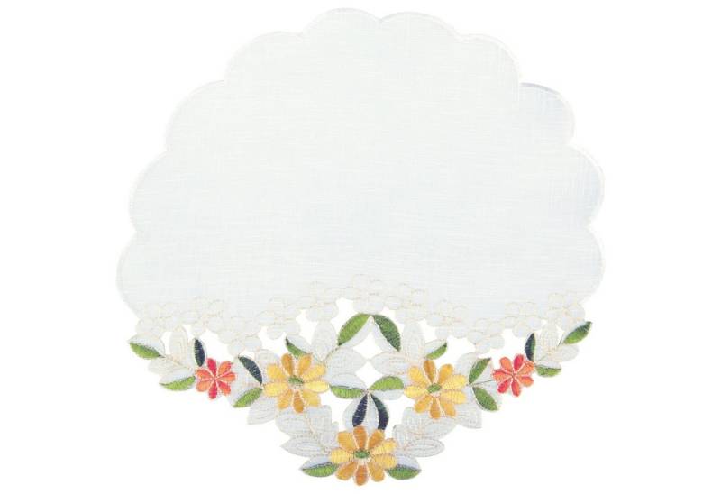 Arsvita Tischdecke mit Stickerei (1-tlg), dekorative Spitze, Tischdekoration - 30x30cm Platzset Leinenoptik von Arsvita