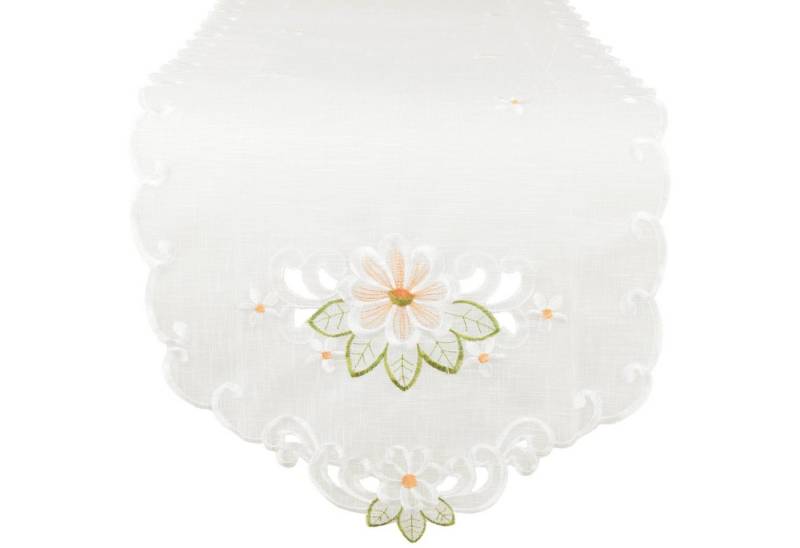 Arsvita Tischläufer bestickt 140x35cm Platzdecke (1-tlg), Tischdecke mit dekorativer Spitze, Tischdekoration von Arsvita