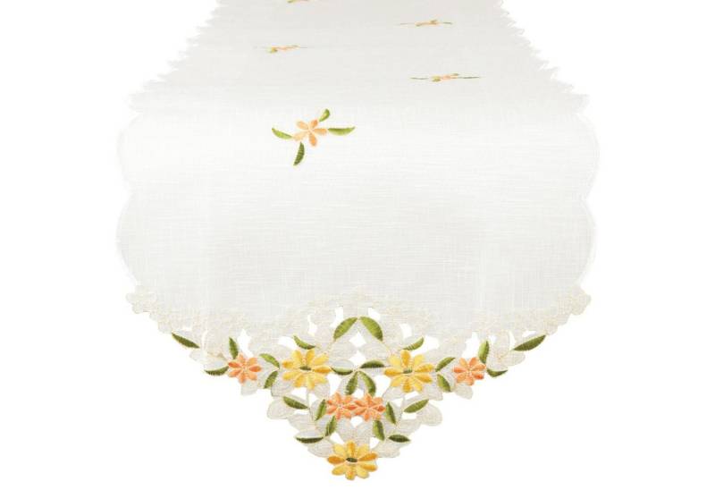 Arsvita Tischläufer bestickt 140x35cm Platzdecke (1-tlg), Tischdecke mit dekorativer Spitze, Tischdekoration von Arsvita